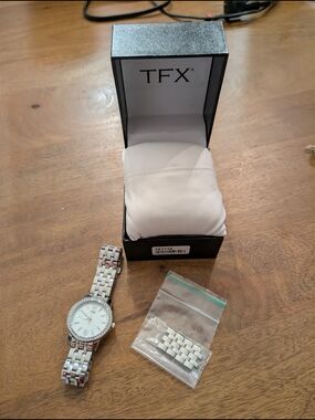 Men’s Silver Stainless Steel Watch with Crystal Bezel
